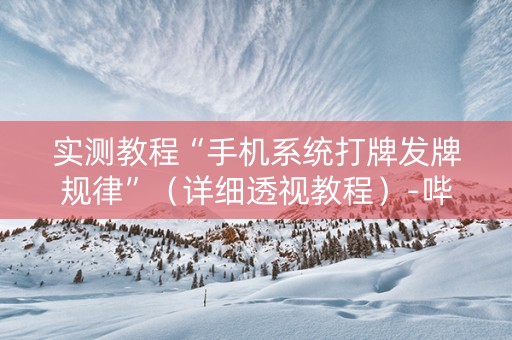 实测教程“手机系统打牌发牌规律”（详细透视教程）-哔哩哔哩
