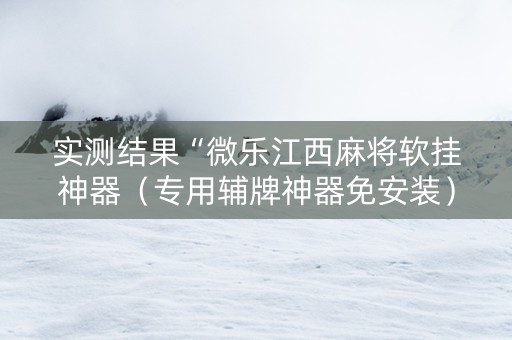 实测结果“微乐江西麻将软挂神器（专用辅牌神器免安装）