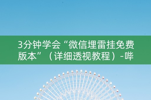 3分钟学会“微信埋雷挂免费版本”（详细透视教程）-哔哩哔哩