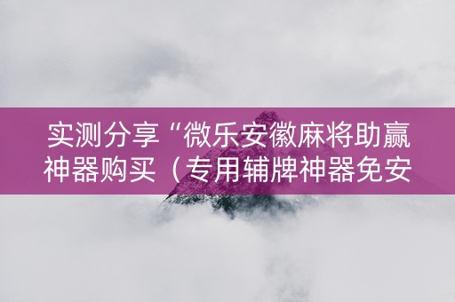 实测分享“微乐安徽麻将助赢神器购买（专用辅牌神器免安装）
