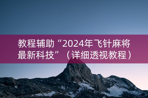 教程辅助“2024年飞针麻将最新科技”（详细透视教程）-哔哩哔哩