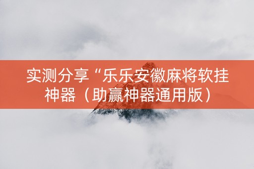 实测分享“乐乐安徽麻将软挂神器（助赢神器通用版）