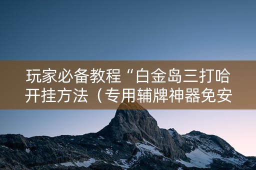 玩家必备教程“白金岛三打哈开挂方法（专用辅牌神器免安装）