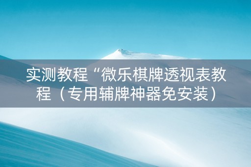 实测教程“微乐棋牌透视表教程（专用辅牌神器免安装）