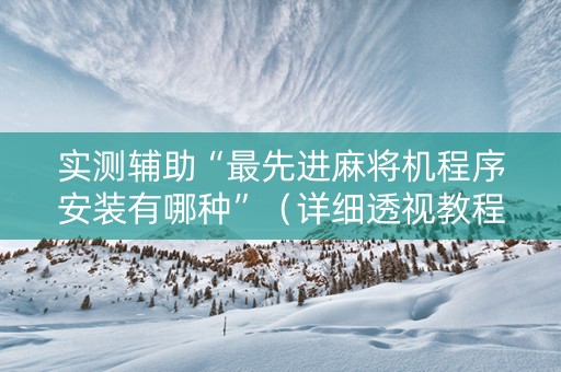 实测辅助“最先进麻将机程序安装有哪种”（详细透视教程）-哔哩哔哩