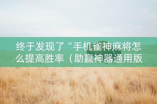终于发现了“手机雀神麻将怎么提高胜率（助赢神器通用版）