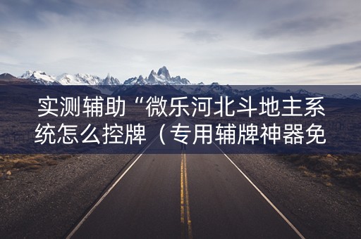 实测辅助“微乐河北斗地主系统怎么控牌（专用辅牌神器免安装）