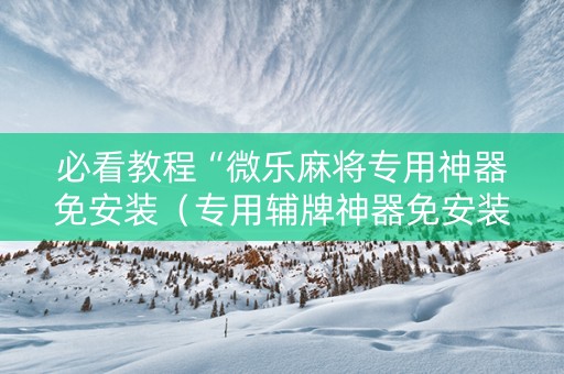 必看教程“微乐麻将专用神器免安装（专用辅牌神器免安装）