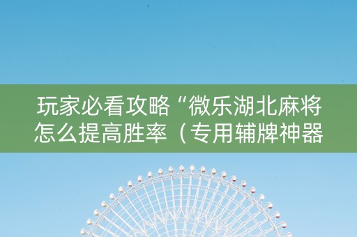 玩家必看攻略“微乐湖北麻将怎么提高胜率（专用辅牌神器免安装）
