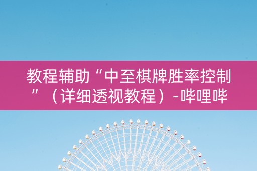 教程辅助“中至棋牌胜率控制”（详细透视教程）-哔哩哔哩