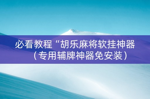 必看教程“胡乐麻将软挂神器（专用辅牌神器免安装）