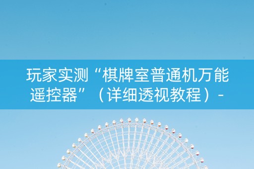 玩家实测“棋牌室普通机万能遥控器”（详细透视教程）-哔哩哔哩