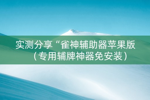 实测分享“雀神辅助器苹果版（专用辅牌神器免安装）