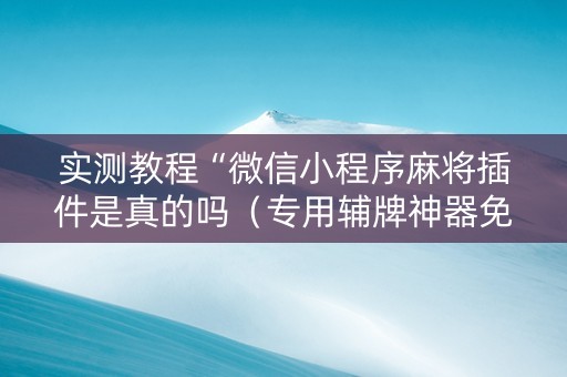 实测教程“微信小程序麻将插件是真的吗（专用辅牌神器免安装）