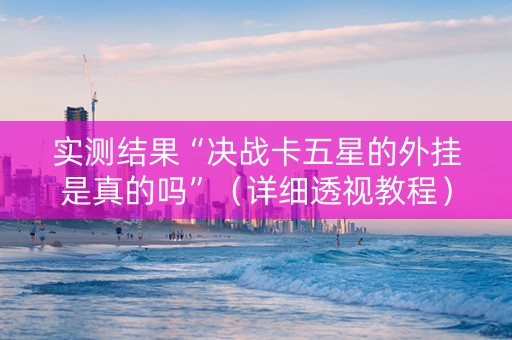 实测结果“决战卡五星的外挂是真的吗”（详细透视教程）-哔哩哔哩