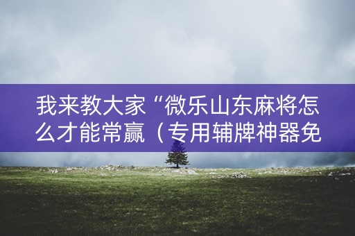 我来教大家“微乐山东麻将怎么才能常赢（专用辅牌神器免安装）