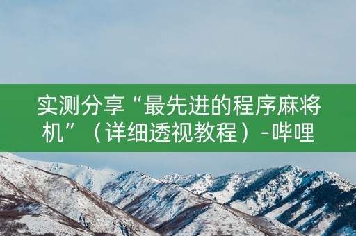 实测分享“最先进的程序麻将机”（详细透视教程）-哔哩哔哩
