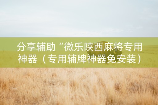 分享辅助“微乐陕西麻将专用神器（专用辅牌神器免安装）