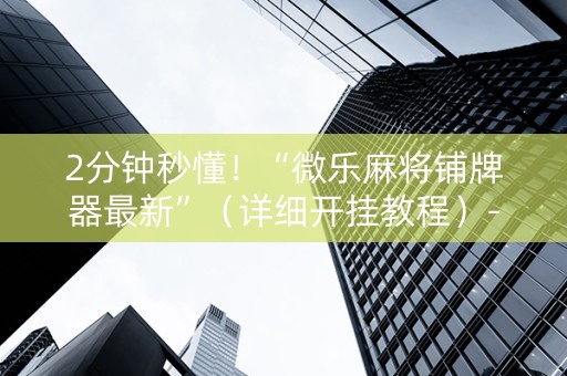 2分钟秒懂！“微乐麻将铺牌器最新”（详细开挂教程）-哔哩哔哩