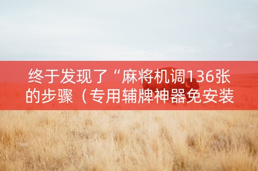 终于发现了“麻将机调136张的步骤（专用辅牌神器免安装）