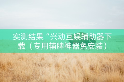 实测结果“兴动互娱辅助器下载（专用辅牌神器免安装）