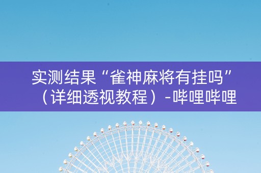 实测结果“雀神麻将有挂吗”（详细透视教程）-哔哩哔哩