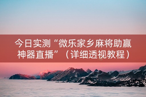 今日实测“微乐家乡麻将助赢神器直播”（详细透视教程）-哔哩哔哩