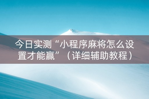 今日实测“小程序麻将怎么设置才能赢”（详细辅助教程）-哔哩哔哩