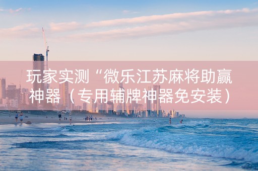 玩家实测“微乐江苏麻将助赢神器（专用辅牌神器免安装）