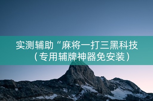 实测辅助“麻将一打三黑科技（专用辅牌神器免安装）
