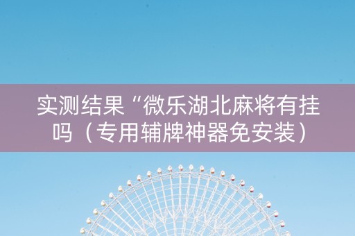 实测结果“微乐湖北麻将有挂吗（专用辅牌神器免安装）