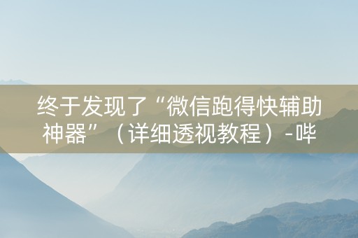 终于发现了“微信跑得快辅助神器”（详细透视教程）-哔哩哔哩
