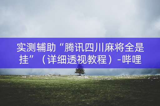 实测辅助“腾讯四川麻将全是挂”（详细透视教程）-哔哩哔哩