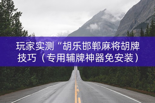 玩家实测“胡乐邯郸麻将胡牌技巧（专用辅牌神器免安装）