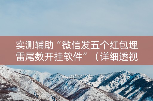 实测辅助“微信发五个红包埋雷尾数开挂软件”（详细透视教程）-哔哩哔哩