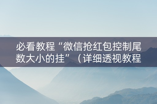 必看教程“微信抢红包控制尾数大小的挂”（详细透视教程）-哔哩哔哩