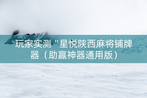 玩家实测“星悦陕西麻将铺牌器（助赢神器通用版）