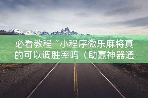 必看教程“小程序微乐麻将真的可以调胜率吗（助赢神器通用版）