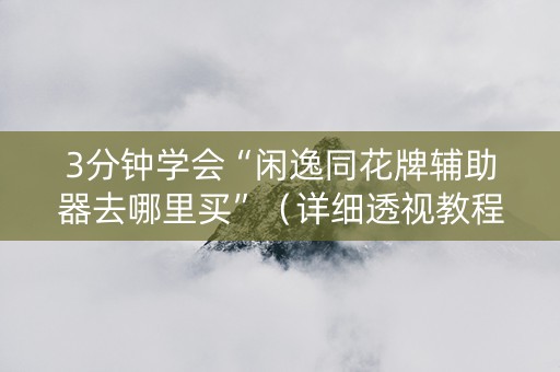 3分钟学会“闲逸同花牌辅助器去哪里买”（详细透视教程）-哔哩哔哩