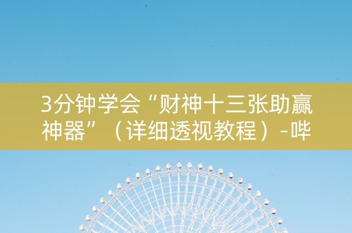 3分钟学会“财神十三张助赢神器”（详细透视教程）-哔哩哔哩