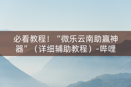必看教程！“微乐云南助赢神器”（详细辅助教程）-哔哩哔哩