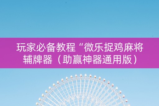 玩家必备教程“微乐捉鸡麻将辅牌器（助赢神器通用版）