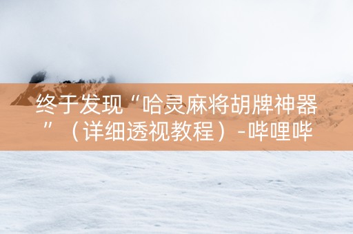 终于发现“哈灵麻将胡牌神器”（详细透视教程）-哔哩哔哩