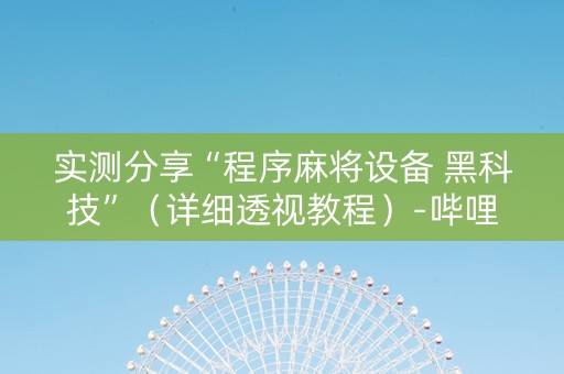 实测分享“程序麻将设备 黑科技”（详细透视教程）-哔哩哔哩