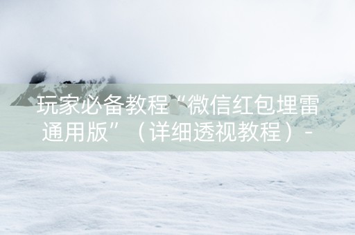 玩家必备教程“微信红包埋雷通用版”（详细透视教程）-哔哩哔哩