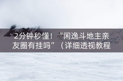 2分钟秒懂！“闲逸斗地主亲友圈有挂吗”（详细透视教程）-哔哩哔哩