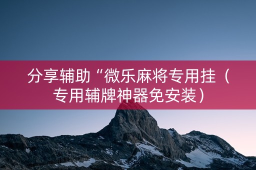 分享辅助“微乐麻将专用挂（专用辅牌神器免安装）