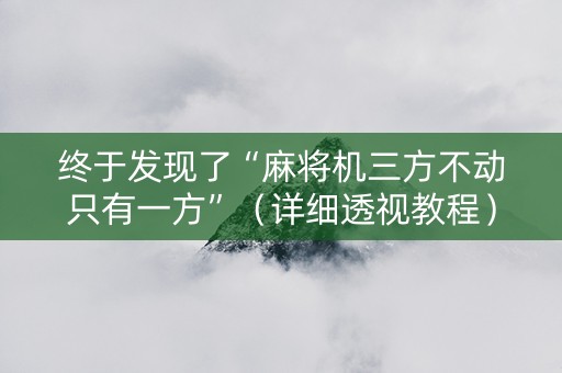 终于发现了“麻将机三方不动只有一方”（详细透视教程）-哔哩哔哩
