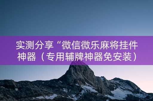 实测分享“微信微乐麻将挂件神器（专用辅牌神器免安装）