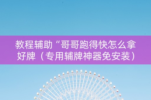 教程辅助“哥哥跑得快怎么拿好牌（专用辅牌神器免安装）